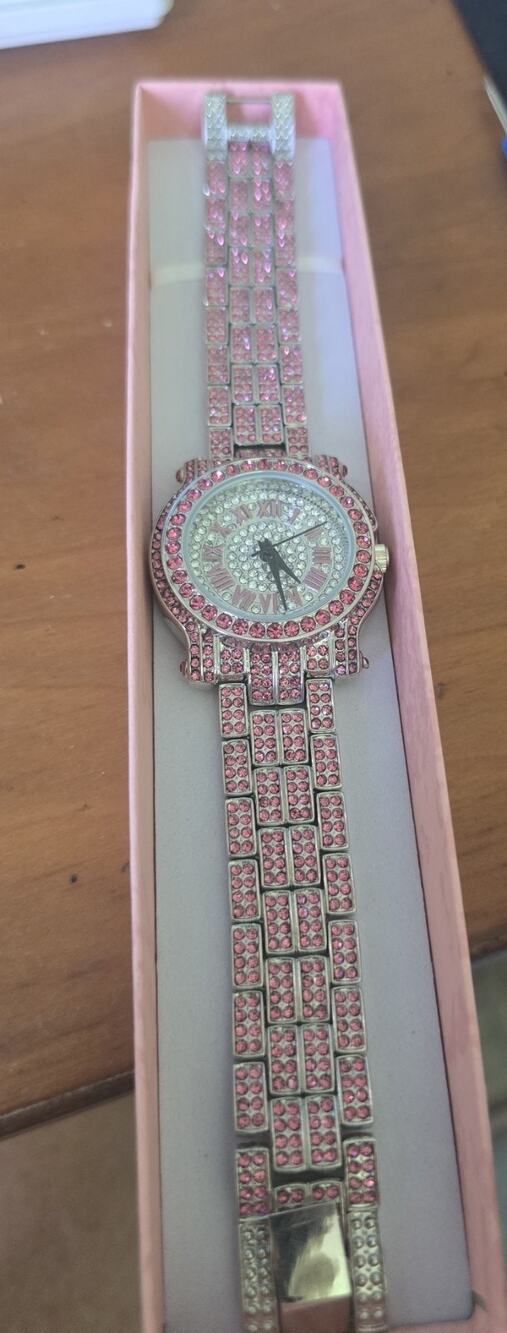 Pink Cz crystal watch